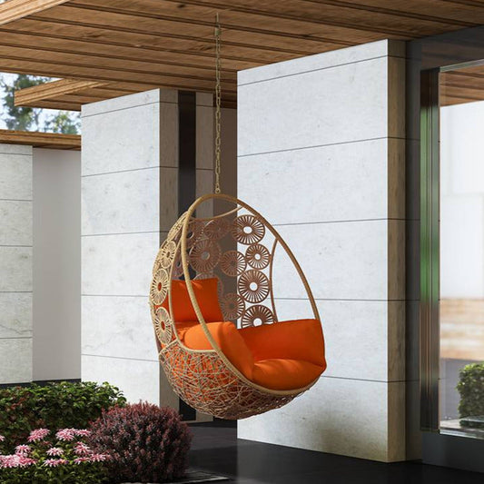 Melvin Single Seater Hanging Swing| Without Stand For Outdoor (Honey)