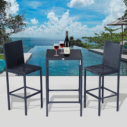 Jiro Outdoor Bar Set| Durable Garden Furniture-2 Chairs + 1 Table Black