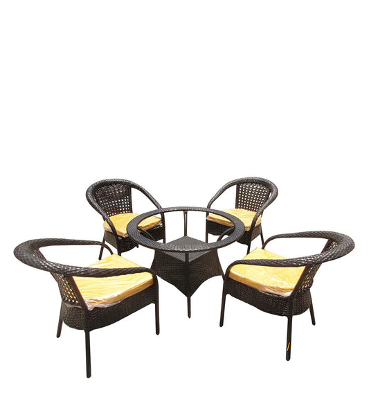 Vidrio Outdoor Patio Set| Durable Garden Furniture-4 Chairs + 1 Table Brown