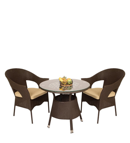 Javier Outdoor Patio Set| Durable Garden Furniture-2 Chairs + 1 Table Brown