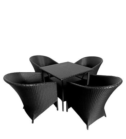 Rangel Outdoor Patio Set| Durable Garden Furniture-4 Chairs + 1 Table Black