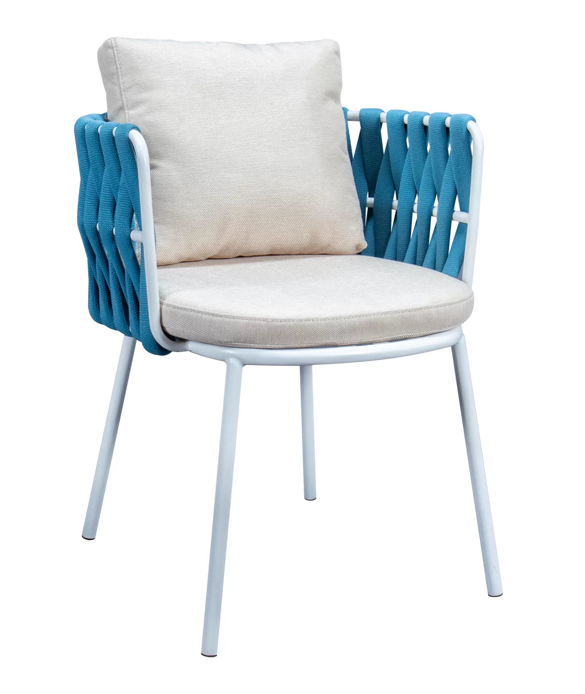 Galindez Outdoor Patio Set| Durable Garden Furniture-4 Chairs + 1 Table Braided And Rope Blue
