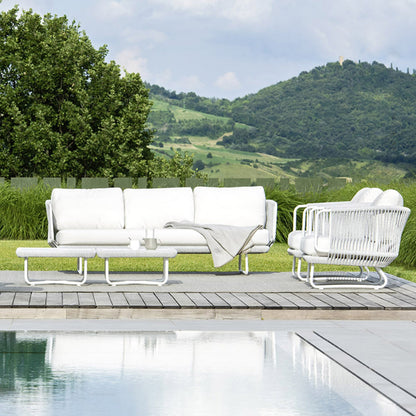 Erim Outdoor Garden Balcony 5 Seater Sofa Set- Grey & White Braided and Rope