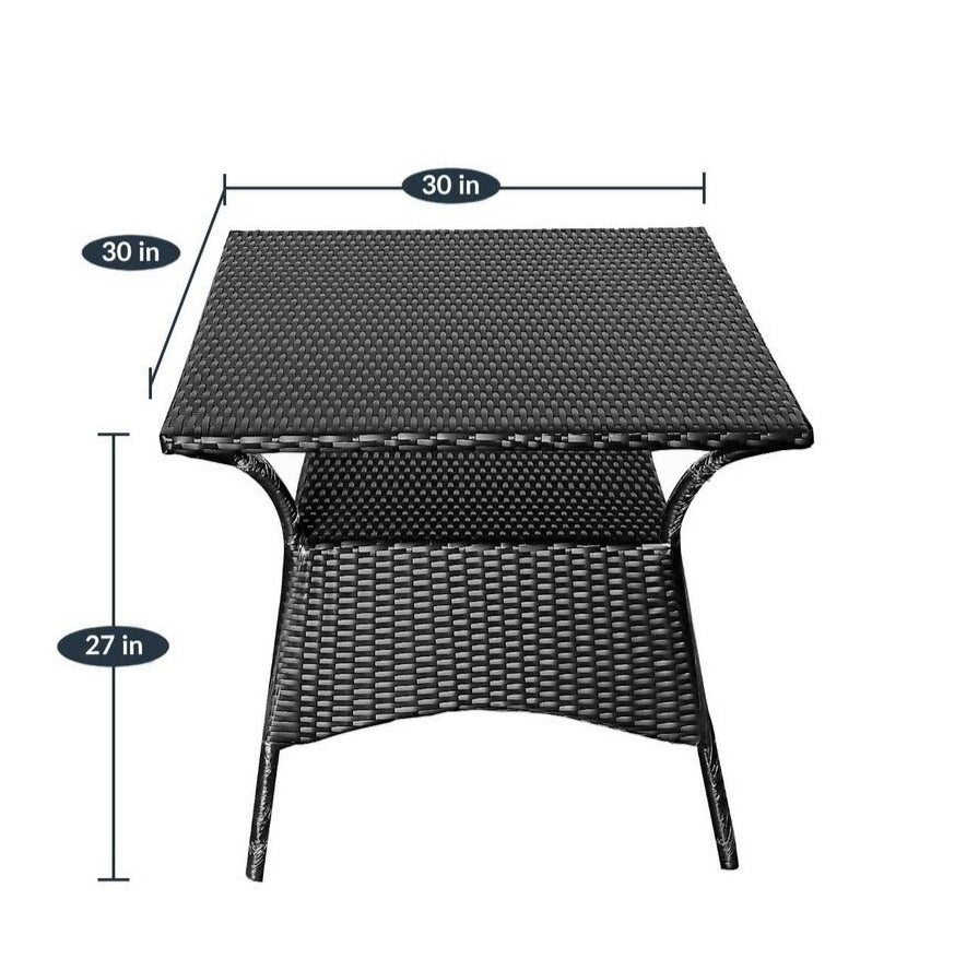 Rangel Outdoor Patio Set| Durable Garden Furniture-4 Chairs + 1 Table Black