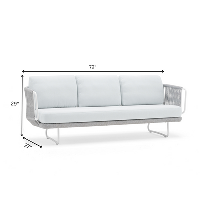 Erim Outdoor Garden Balcony 5 Seater Sofa Set- Grey & White Braided and Rope