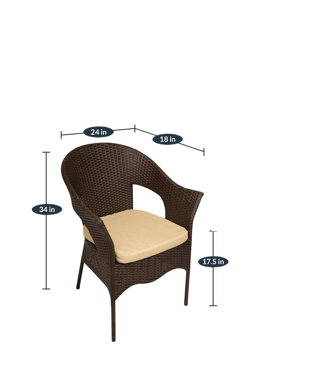 Javier Outdoor Patio Set| Durable Garden Furniture-2 Chairs + 1 Table Brown