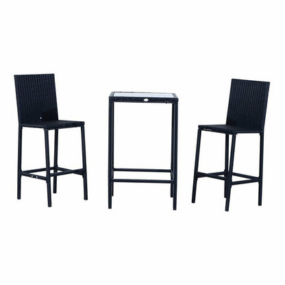 Jiro Outdoor Bar Set| Durable Garden Furniture-2 Chairs + 1 Table Black