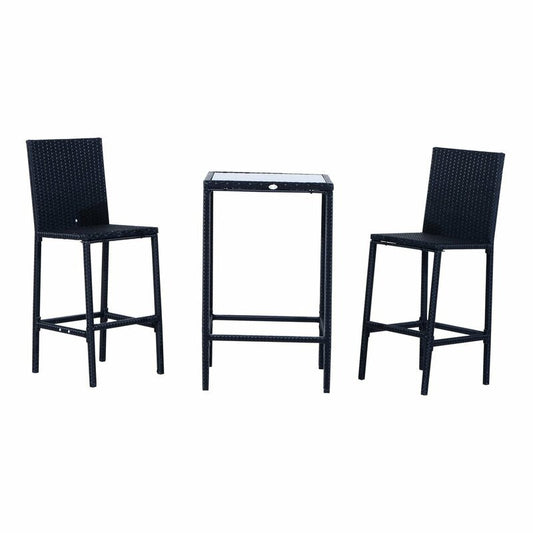 Jiro Outdoor Bar Set| Durable Garden Furniture-2 Chairs + 1 Table Black