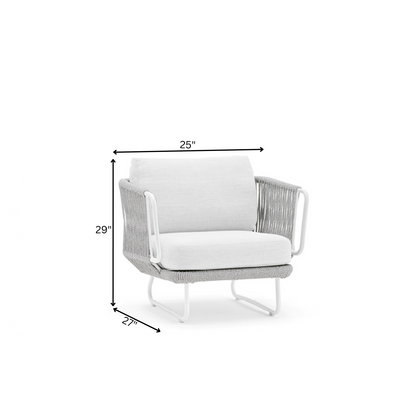 Erim Outdoor Garden Balcony 5 Seater Sofa Set- Grey & White Braided and Rope