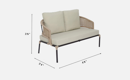 Merten Outdoor Garden Balcony 4 Seater Sofa Set Braided and Rope-Natural