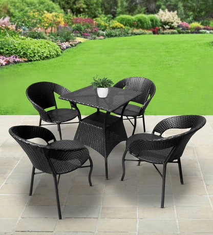 Dimas Outdoor Patio Set| Durable Garden Furniture-4 Chairs + 1 Table Black