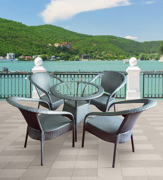 Veras Outdoor Patio Set| Durable Garden Furniture-4 Chairs + 1 Table Grey