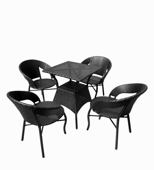 Dimas Outdoor Patio Set| Durable Garden Furniture-4 Chairs + 1 Table Black