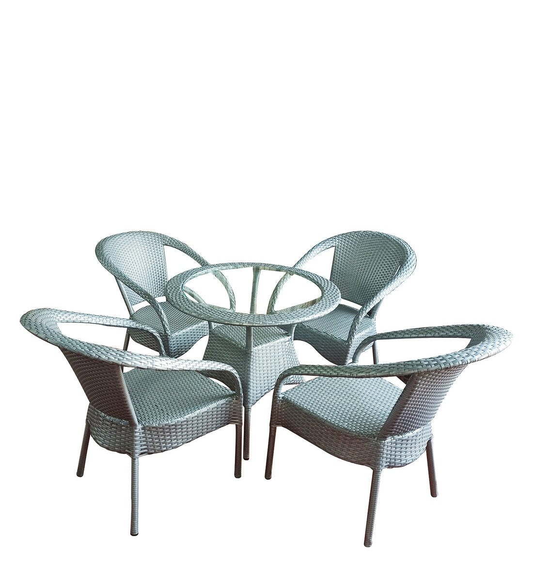 Veras Outdoor Patio Set| Durable Garden Furniture-4 Chairs + 1 Table Grey