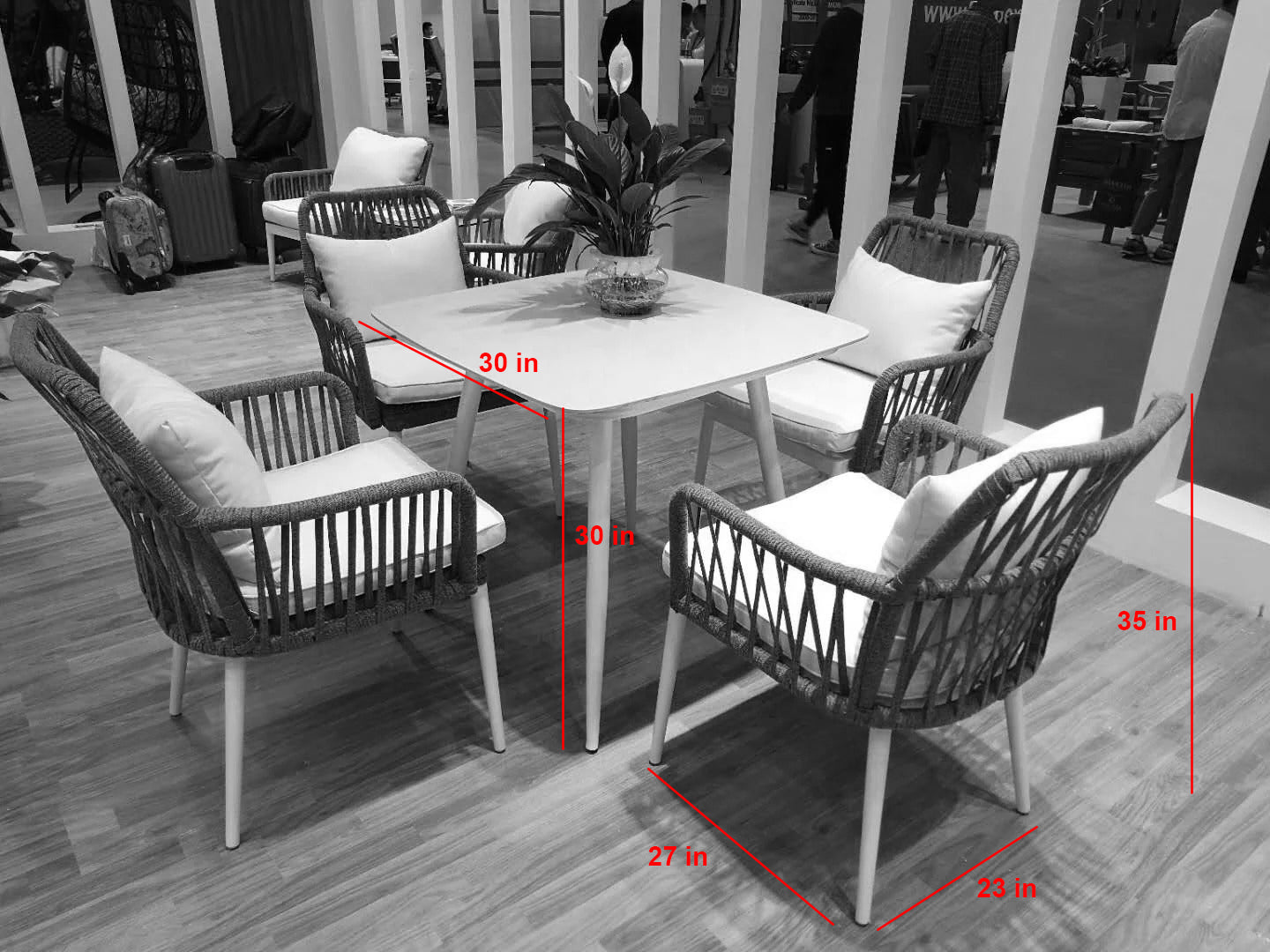 Engel Outdoor Patio Set| Durable Garden Furniture-4 Chairs + 1 Table Braided And Rope Blue
