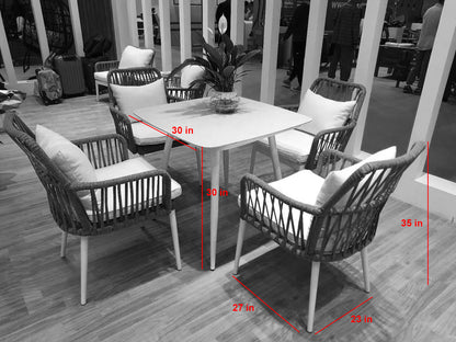 Engel Outdoor Patio Set| Durable Garden Furniture-4 Chairs + 1 Table Braided And Rope Blue