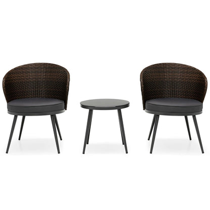 Cobos Outdoor Patio Set| Durable Garden Furniture-2 Chairs + 1 Table Brown