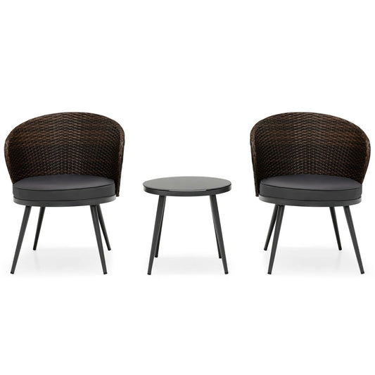 Cobos Outdoor Patio Set| Durable Garden Furniture-2 Chairs + 1 Table Brown