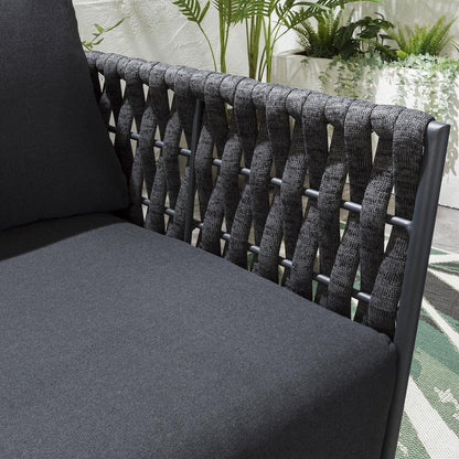 Wenzel Outdoor Garden Balcony 4 Seater Sofa Set Braided and Rope-Grey