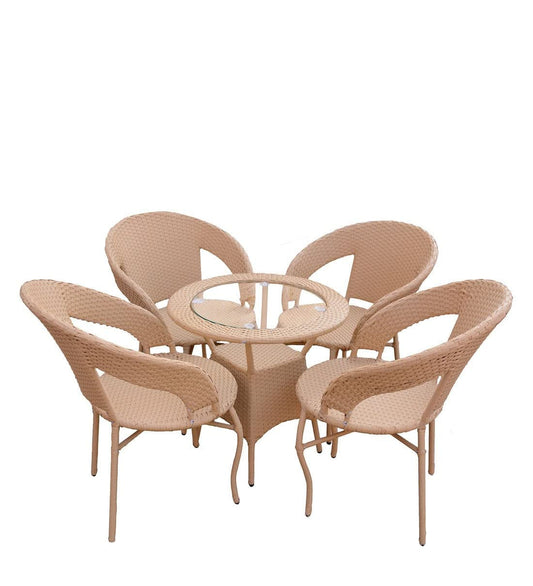 Baena Outdoor Patio Set| Durable Garden Furniture-4 Chairs + 1 Table Light Brown