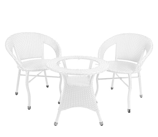 Orbe Outdoor Patio Set| Durable Garden Furniture-2 Chairs + 1 Table White