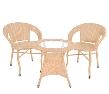 Diez Outdoor Patio Set| Durable Garden Furniture-2 Chairs + 1 Table Cream