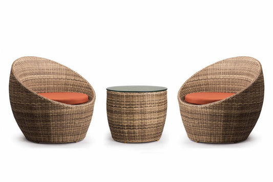 Anfisa Outdoor Patio Set| Durable Garden Furniture-2 Chairs + 1 Table Brown