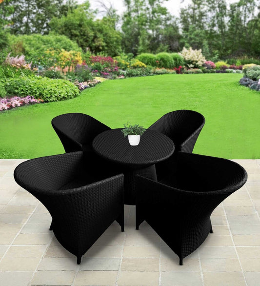 Curro Outdoor Patio Set| Durable Garden Furniture-4 Chairs + 1 Table Black