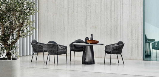 Curro Outdoor Patio Set| Durable Garden Furniture-4 Chairs + 1 Table Braided And Rope Grey