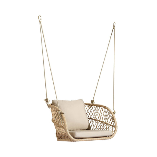 Waldo Single Seater Hanging Swing| Without Stand For Outdoor (Beige)