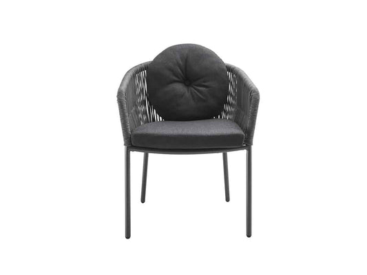Curro Outdoor Patio Set| Durable Garden Furniture-4 Chairs + 1 Table Braided And Rope Grey