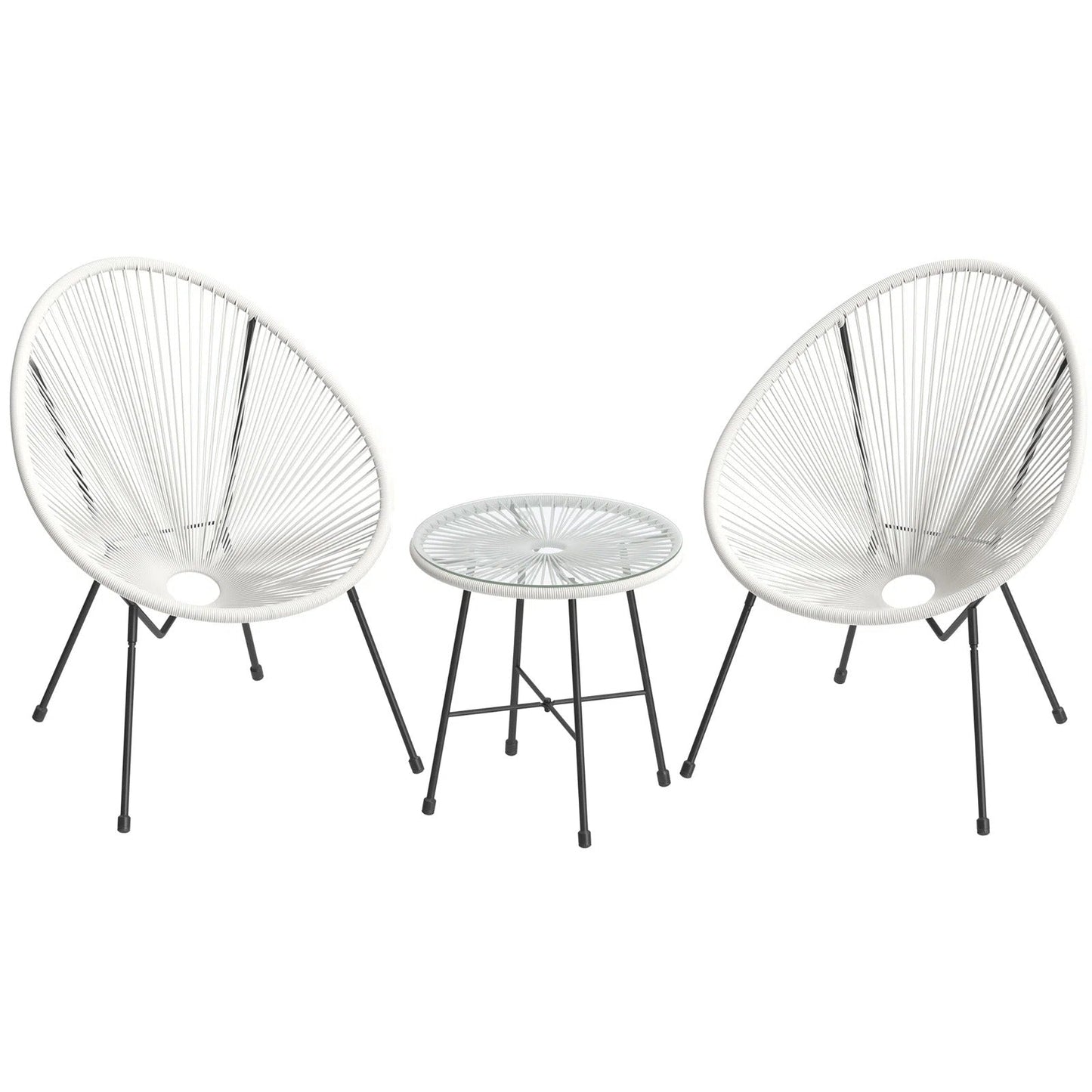Remigio Outdoor Patio Set| Durable Garden Furniture-2 Chairs + 1 Table White