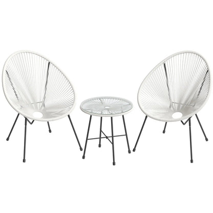 Remigio Outdoor Patio Set| Durable Garden Furniture-2 Chairs + 1 Table White