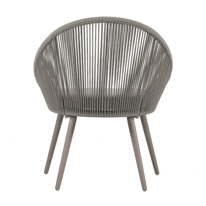 Perlita Outdoor Patio Set| Durable Garden Furniture-2 Chairs + 1 Table Grey Braided & Rope