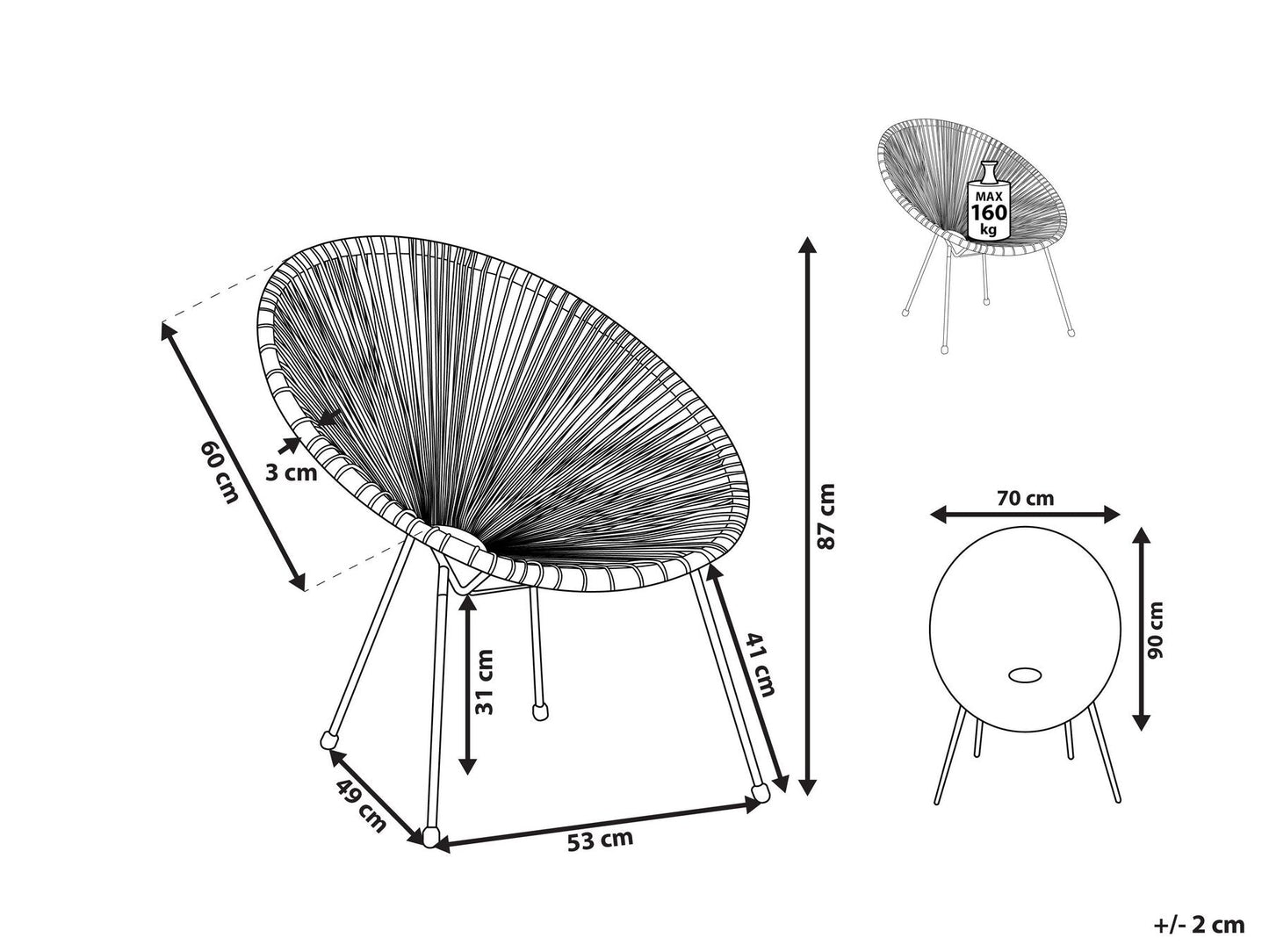 Remigio Outdoor Patio Set| Durable Garden Furniture-2 Chairs + 1 Table White
