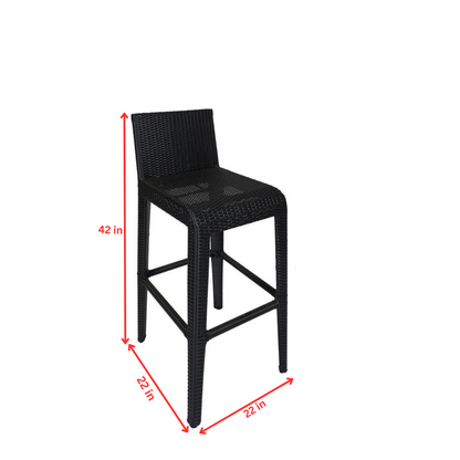 Ren Outdoor Bar Set| Durable Garden Furniture-2 Chairs + 1 Table Black