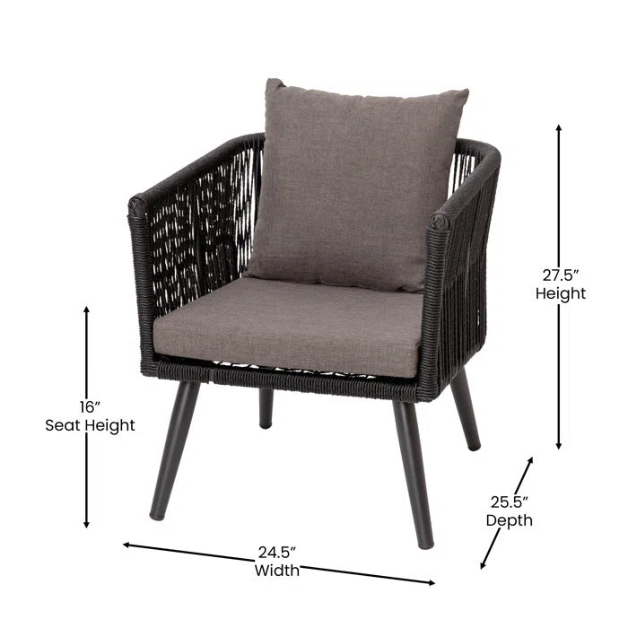 Eichel Outdoor Garden Balcony 4 Seater Sofa Set Braided and Rope-Grey