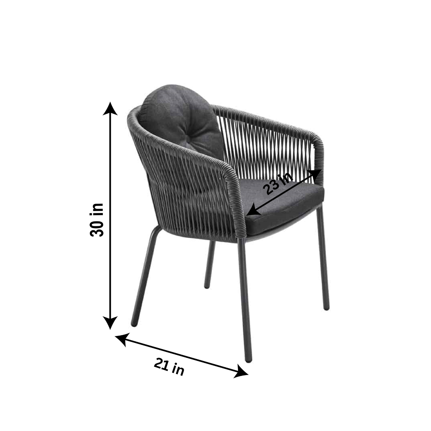 Curro Outdoor Patio Set| Durable Garden Furniture-4 Chairs + 1 Table Braided And Rope Grey