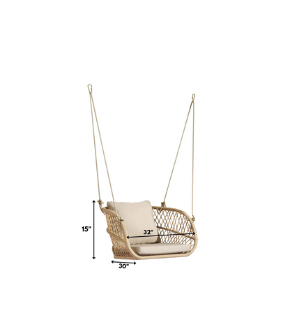 Waldo Single Seater Hanging Swing| Without Stand For Outdoor (Beige)