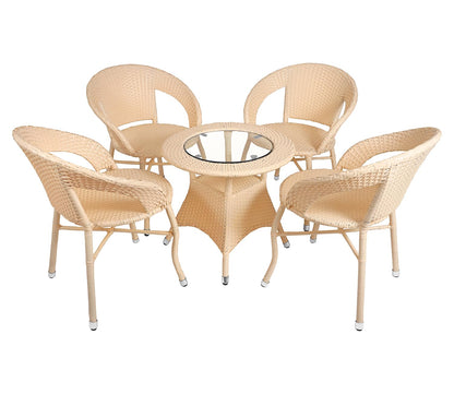 Jerez Outdoor Patio Set| Durable Garden Furniture-4 Chairs + 1 Table Cream