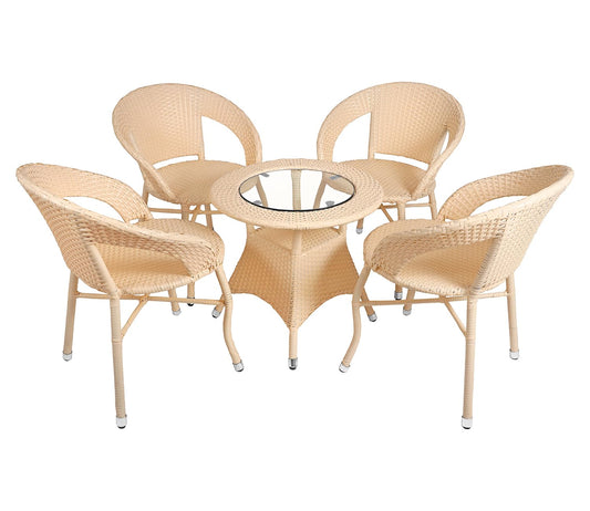 Jerez Outdoor Patio Set| Durable Garden Furniture-4 Chairs + 1 Table Cream