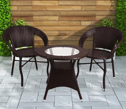 Arjona Outdoor Patio Set| Durable Garden Furniture-2 Chairs + 1 Table Brown