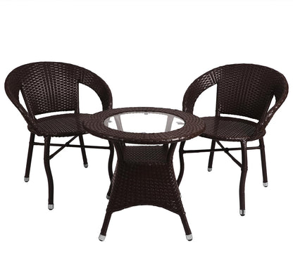 Arjona Outdoor Patio Set| Durable Garden Furniture-2 Chairs + 1 Table Brown
