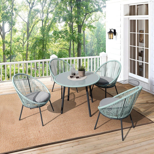 Ercilia Outdoor Patio Set| Durable Garden Furniture-4 Chairs + 1 Table Teal