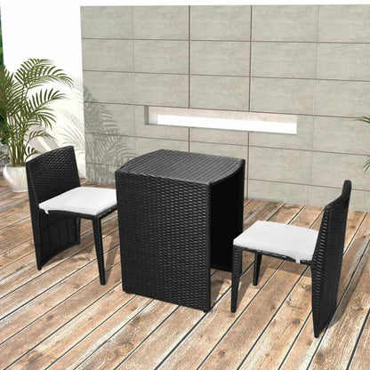 Nieves Outdoor Patio Set| Durable Garden Furniture-2 Chairs + 1 Table Black
