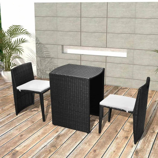 Nieves Outdoor Patio Set| Durable Garden Furniture-2 Chairs + 1 Table Black