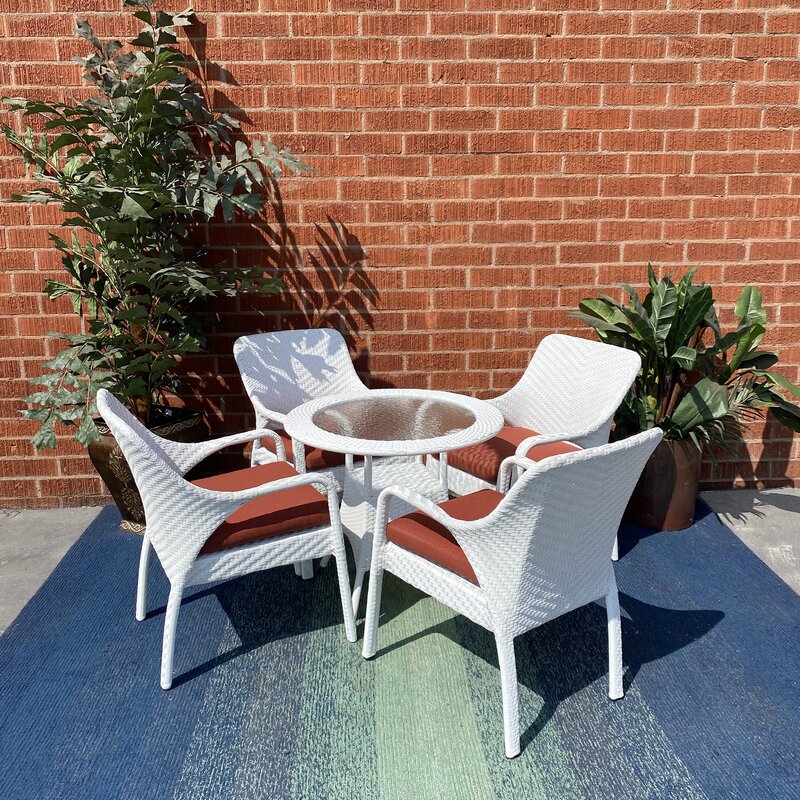Nieves Outdoor Patio Set| Durable Garden Furniture-4 Chairs + 1 Table White