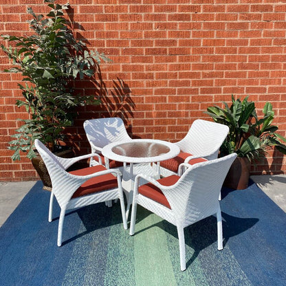 Nieves Outdoor Patio Set| Durable Garden Furniture-4 Chairs + 1 Table White