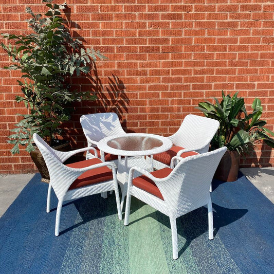 Nieves Outdoor Patio Set| Durable Garden Furniture-4 Chairs + 1 Table White