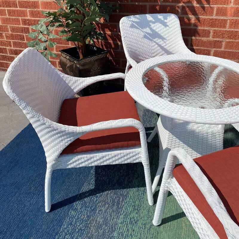 Nieves Outdoor Patio Set| Durable Garden Furniture-4 Chairs + 1 Table White